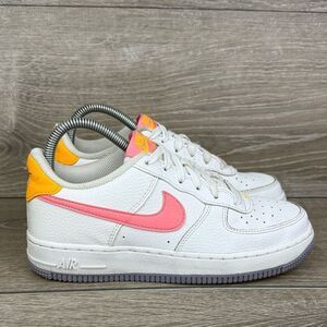 Nike Air Force 1 AF1 Big Girl Sz 5/Women’s Sz 6.5 Coral Chalk White Pink Sneaker